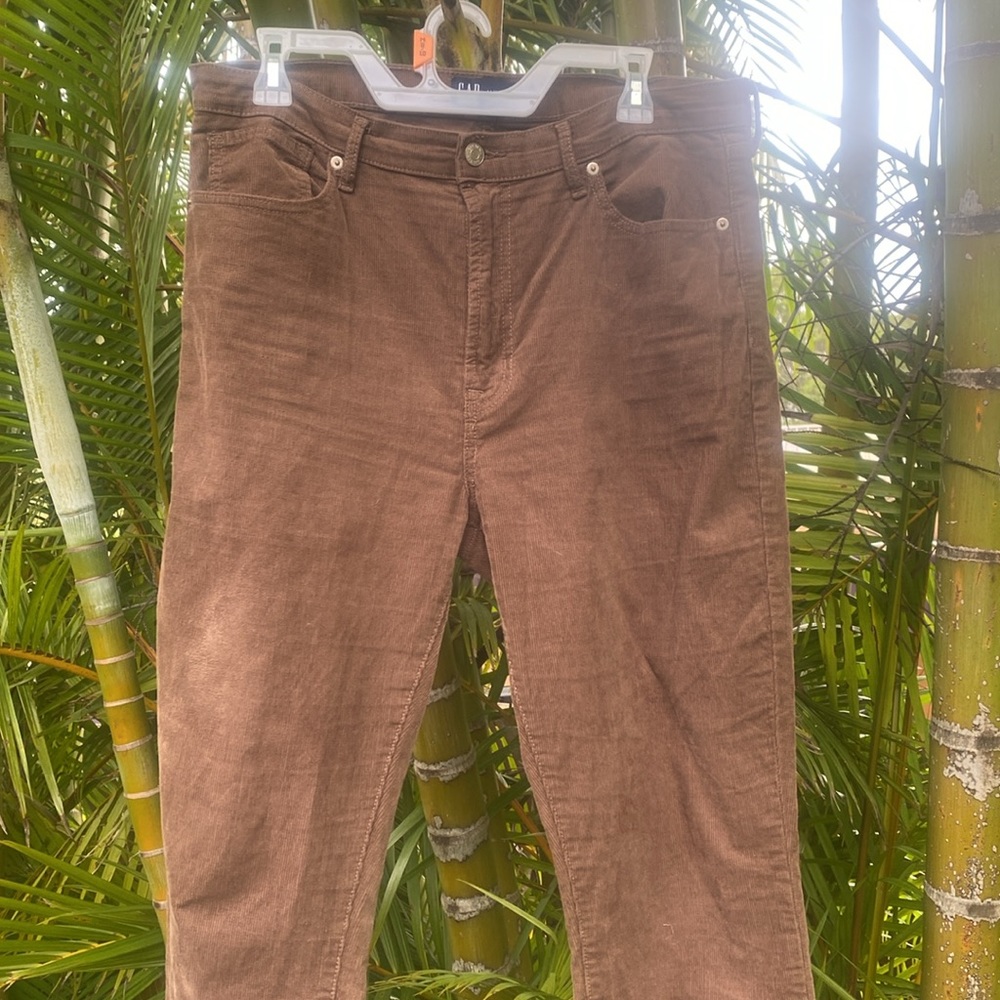 Gap Vintage Slim High Rise chocolate brown Corduroy Pants 14 32 R - Picture 7 of 9